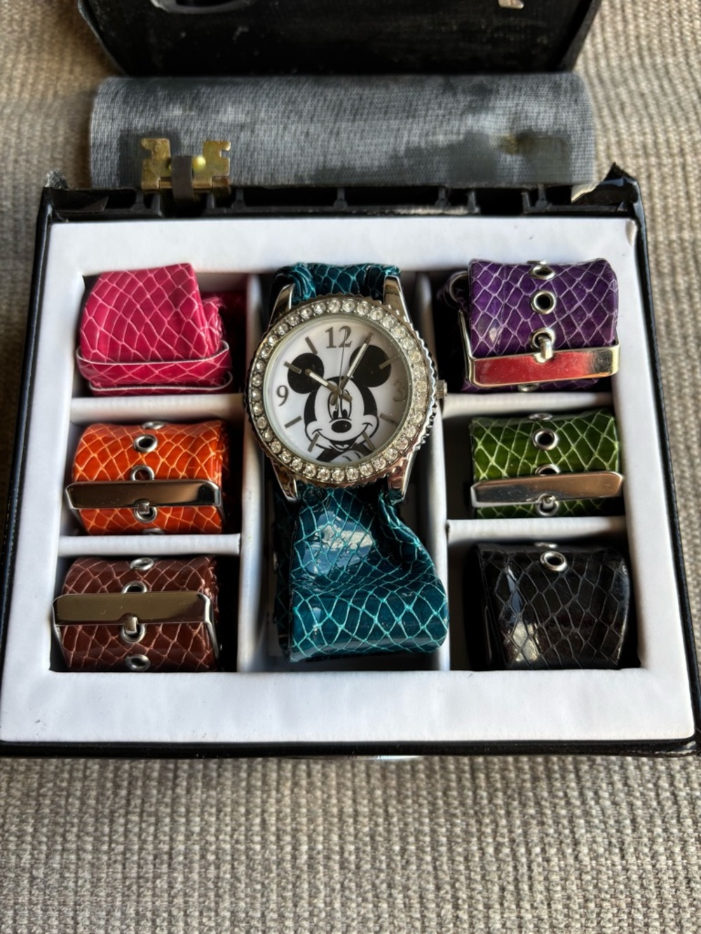 Mickey Mouse Interchangeable Strap Women's Watch - Teal and Multi-Color